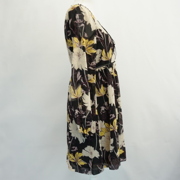 Ella Moss Black Floral Print Chiffon Dress S - Picture 2 of 8